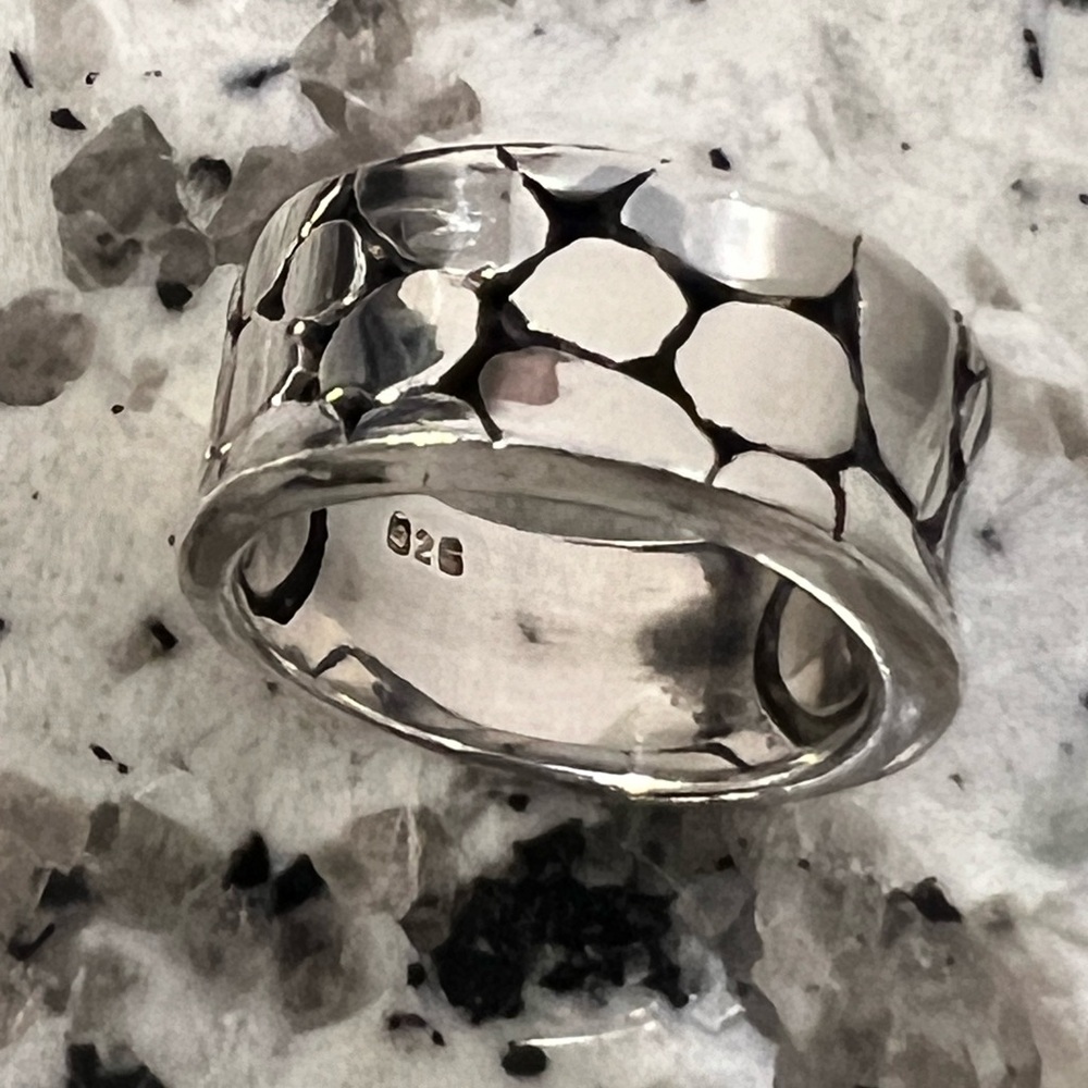 Vintage Sterling Silver Polished River Rocks or Pebble style Ring Size 6